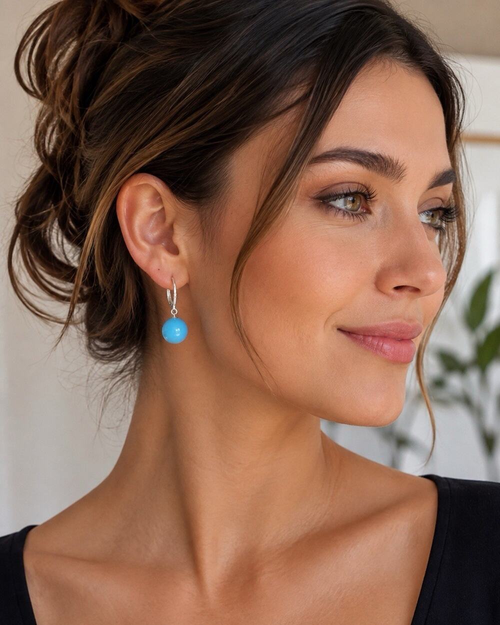 925 Blue Ball Drop Earrings